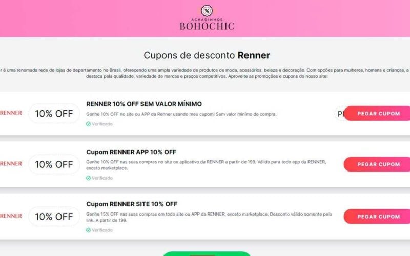 Procurando descontos para seu look? Cupons Renner são a solução